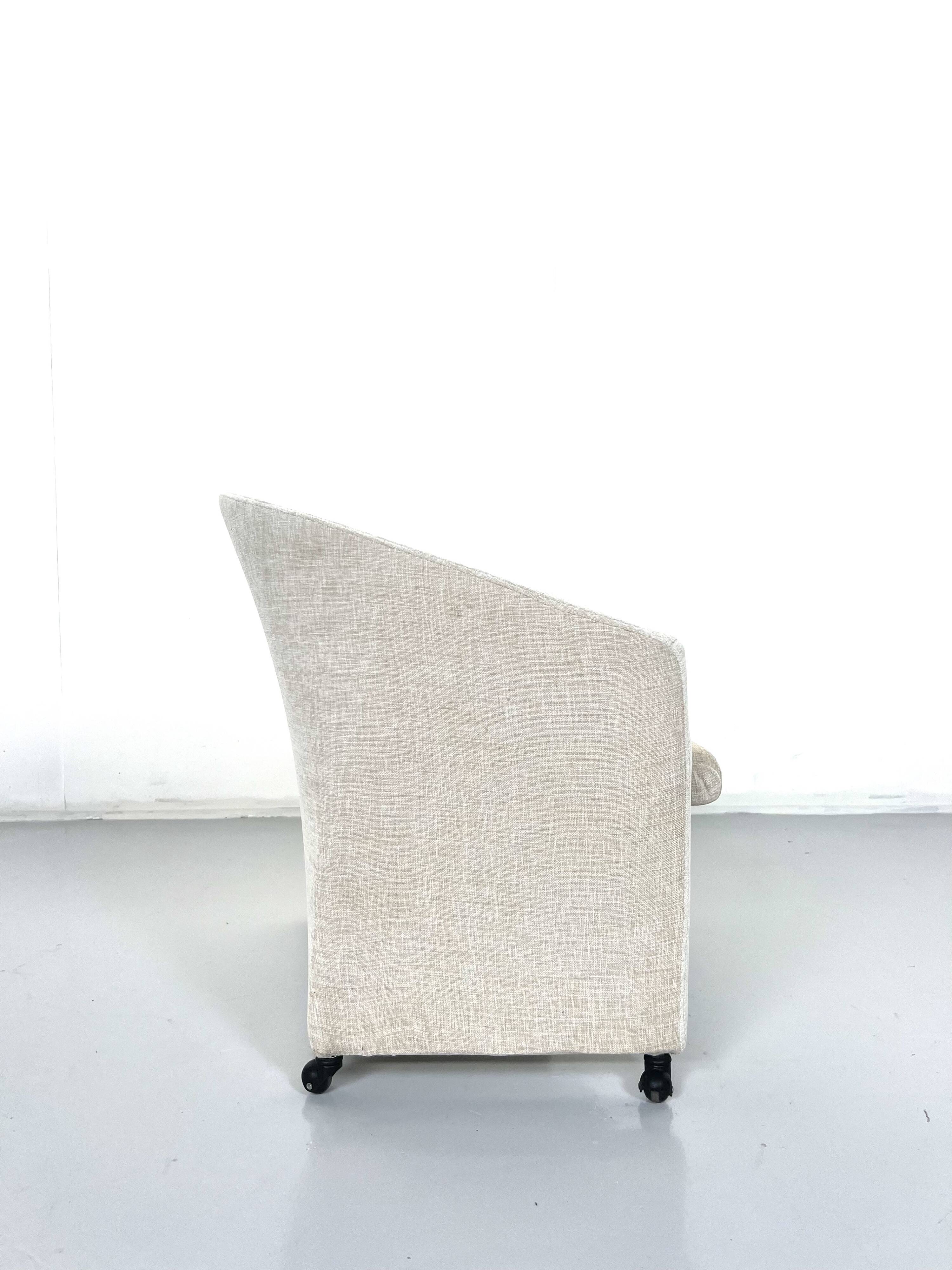 Paire de fauteuils sur roulettes pour Saporiti Italia, nouvelle tapisserie, années 1970.