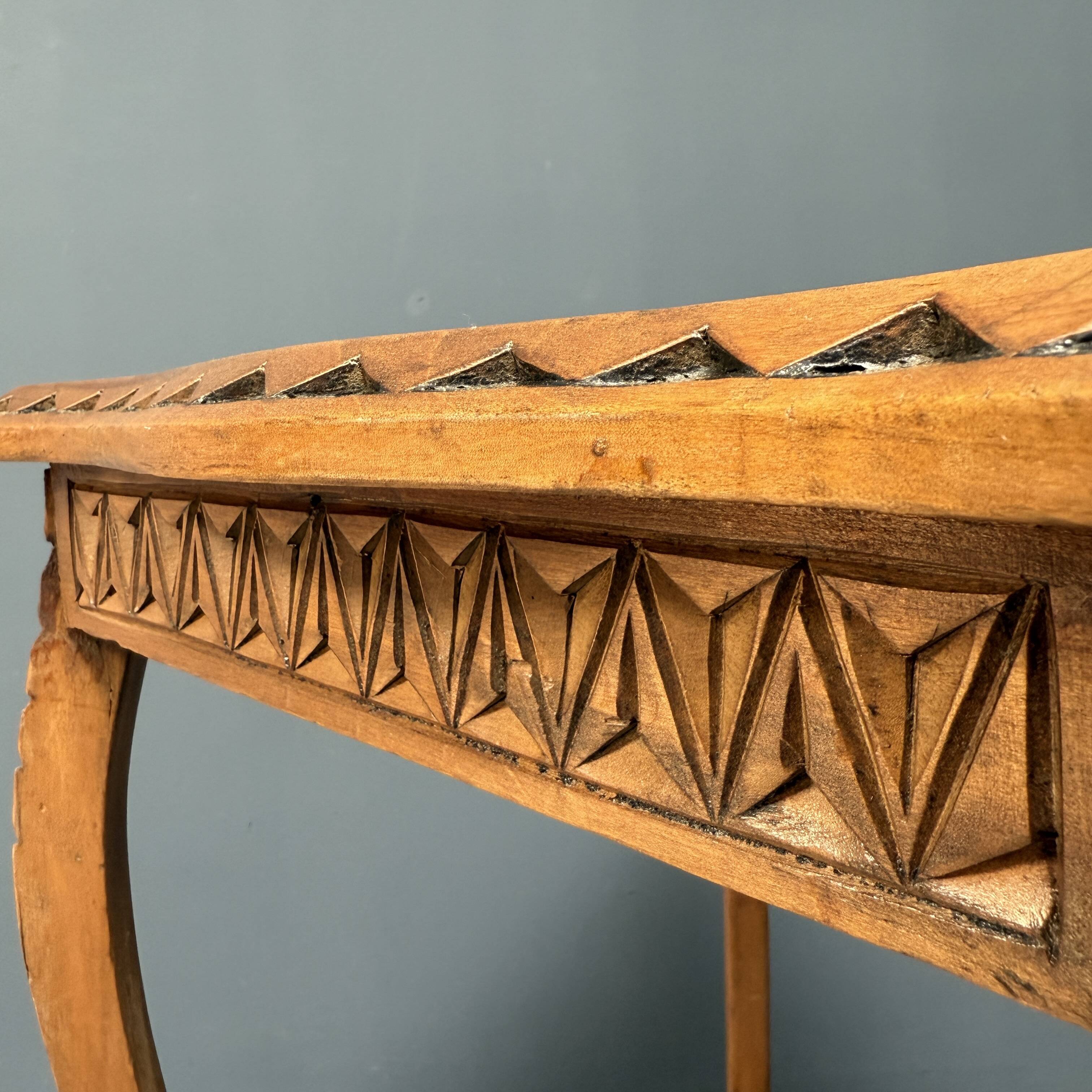 Graceful antique carved wooden side table