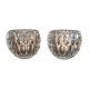 Duo of chiseled glass photophores