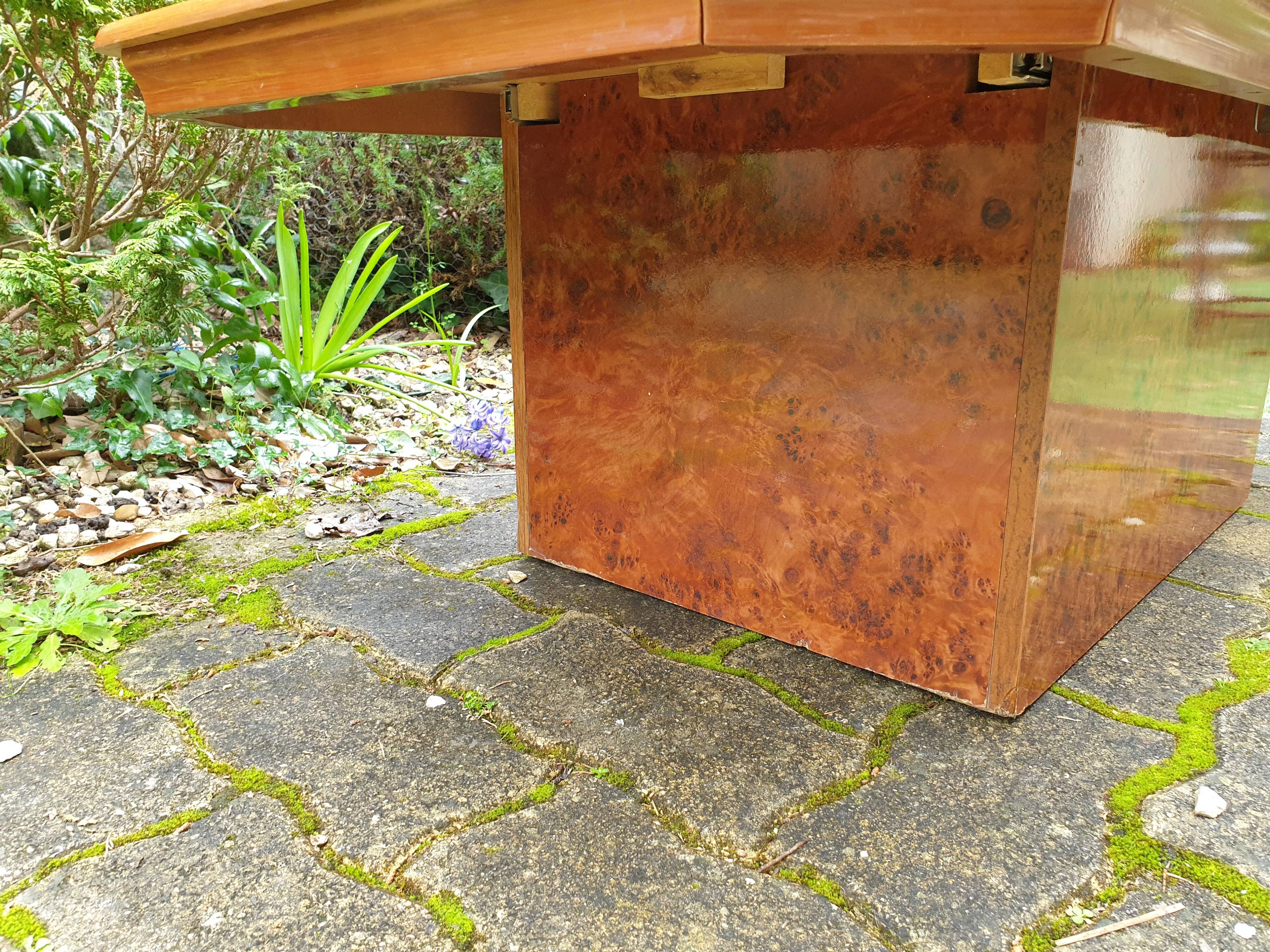 Elm burl cocktail coffee table