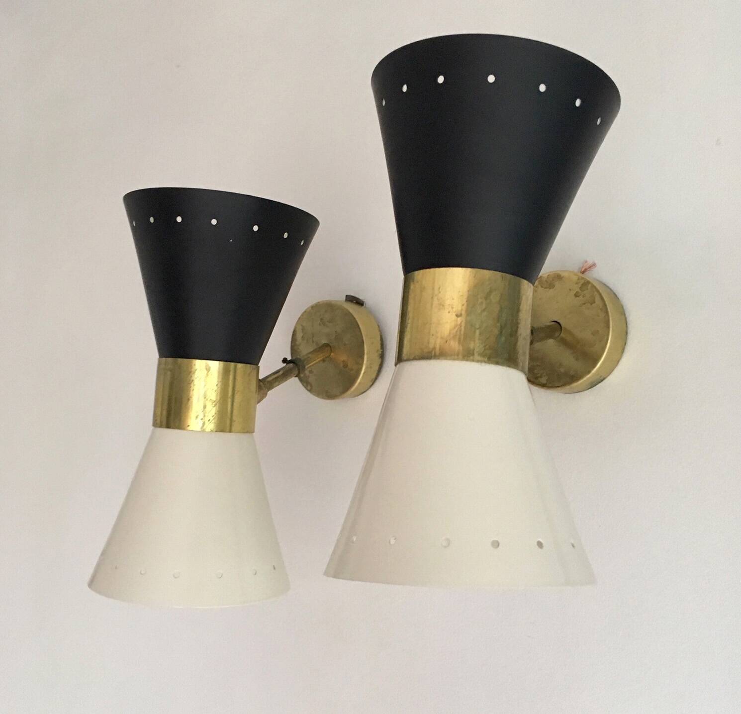 Pair of 1950s design diabolo wall lights