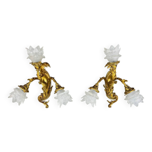 paire d’appliques Rocaille - bronze