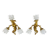 Pair of Rococo Style Gilt Bronze Wall Sconces, Late 19th Century