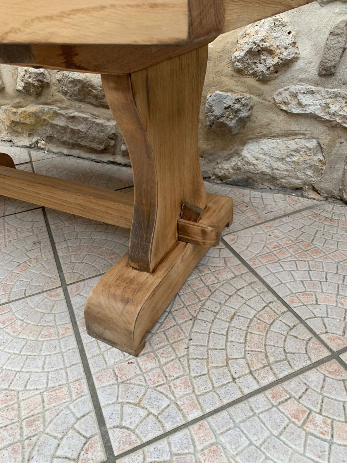 Wooden coffee table and tiles
