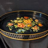 Large oval tray in painted sheet metal, Napoleon III style
