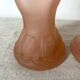 Pair of pink frosted glass torch vases, handmade, art deco