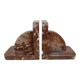 Pair of art deco morello cherry marble bookends