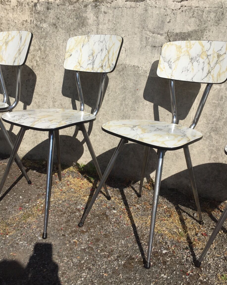 Série de 4 chaises formica de Roger Breton