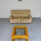 Old 2-seater beige leather sofa designed by Carl Larsson De Sede, vintage 80s