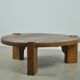 Solid oak round coffee table, Brutalist 1970s
