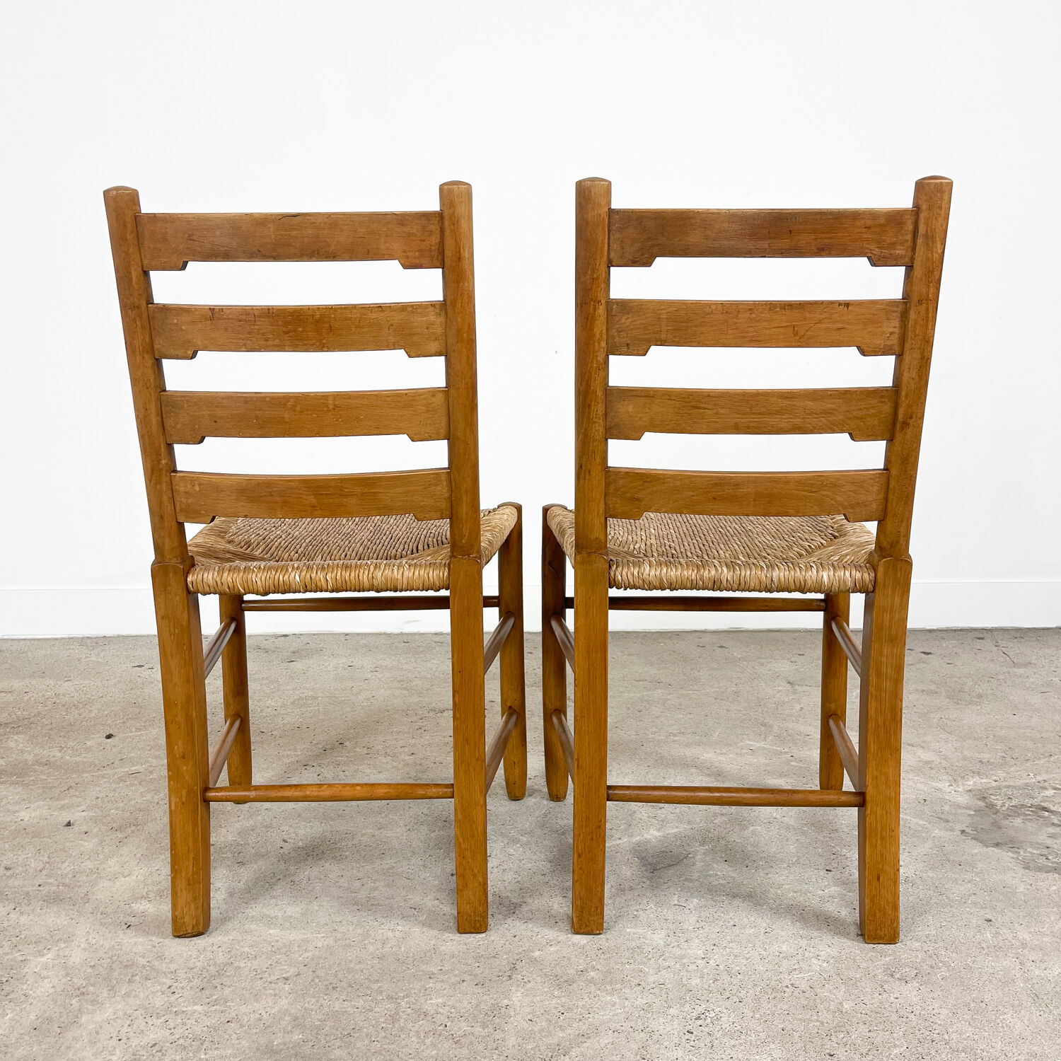 Set of two vintage Farmhouse chairs with cane seating