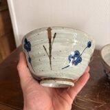 Lot 2 Tea Bowls Rice Stoneware Glazed Chawan Plum Blossom Chinese Japanese