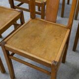 Set of 10 beech bistro chairs from the 1950s