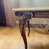 Coffee table with bronze base and marble top, Louis XV style, 20th century