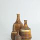 Suite de 4 vases de collection Mid-Century scandinave en grès marron par Gunnar Borg