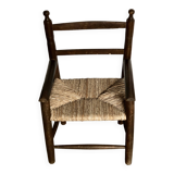 Children's armchair in beech wood and straw