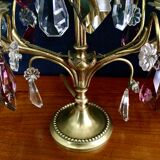 Pair of bronze and crystal girandoles