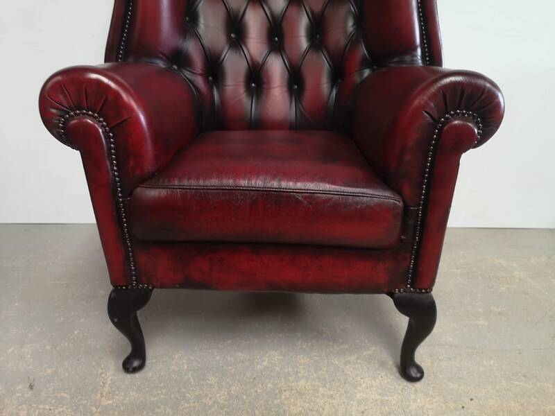 English armchair chesterfield burgundy leather