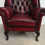 English armchair chesterfield burgundy leather