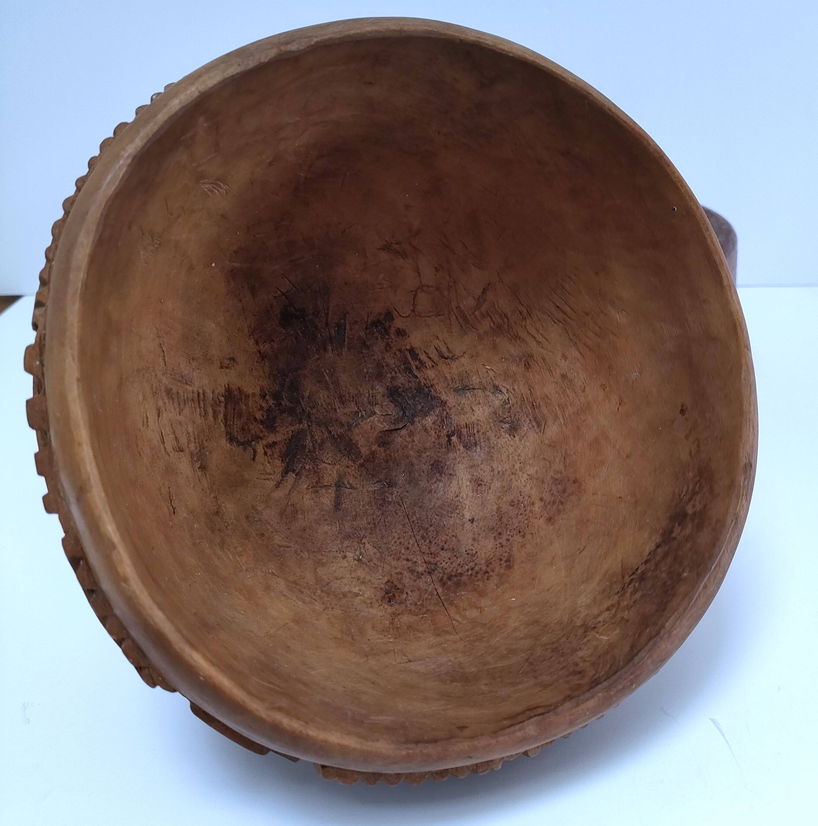 four vintage solid wood bowls