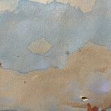 Gouache Painting Jacques Louis ODIER (1853-1930) l'Aiguade Porquerolles 1929