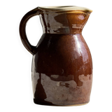 Large brown glazed stoneware jug Grès du Berry Made in France H19