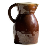 Large brown glazed stoneware jug Grès du Berry Made in France H19