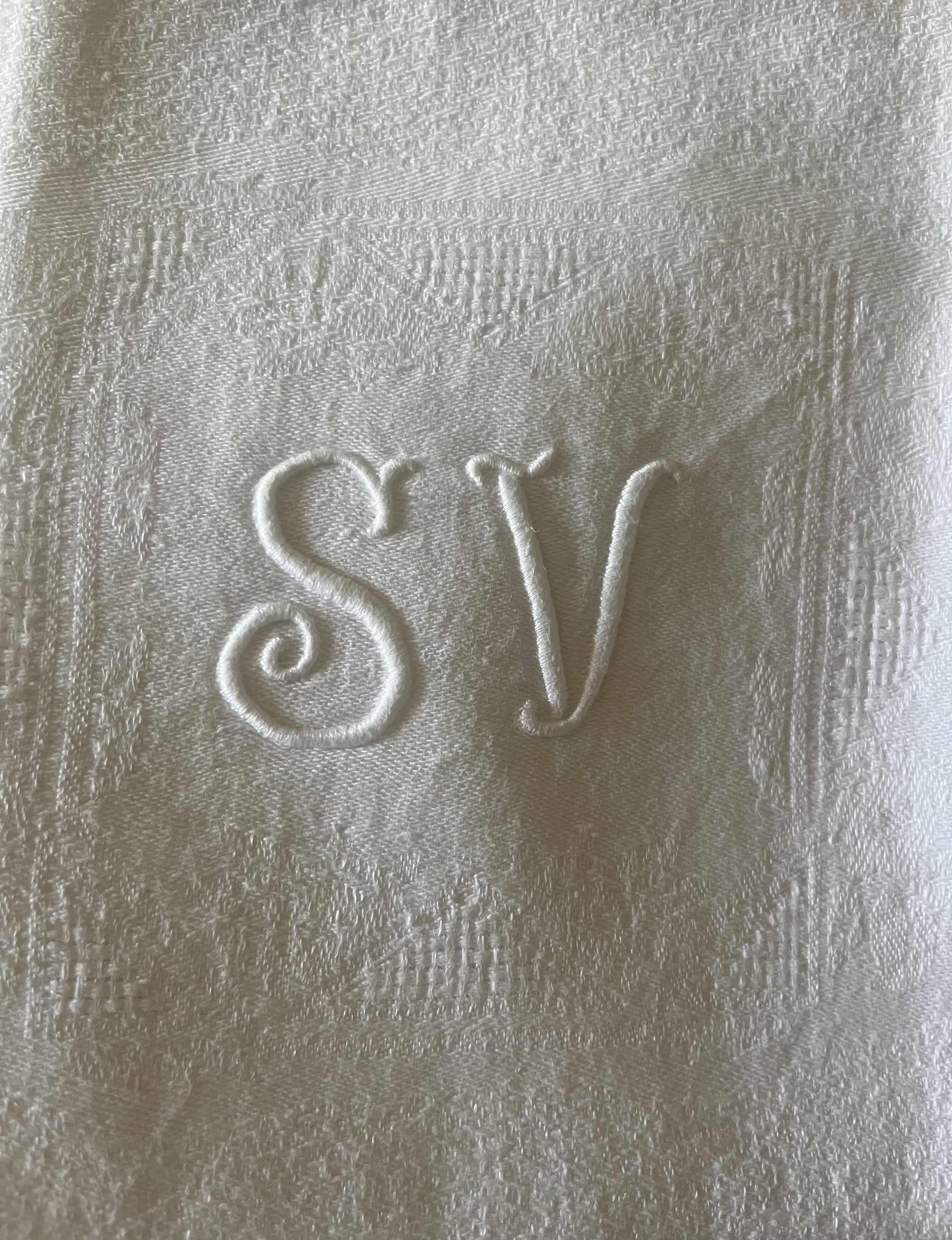 6 serviettes de table en damassé, monogramme