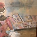 Grande Aquarelle Encadrée - Une Élégante - Signée période 1900