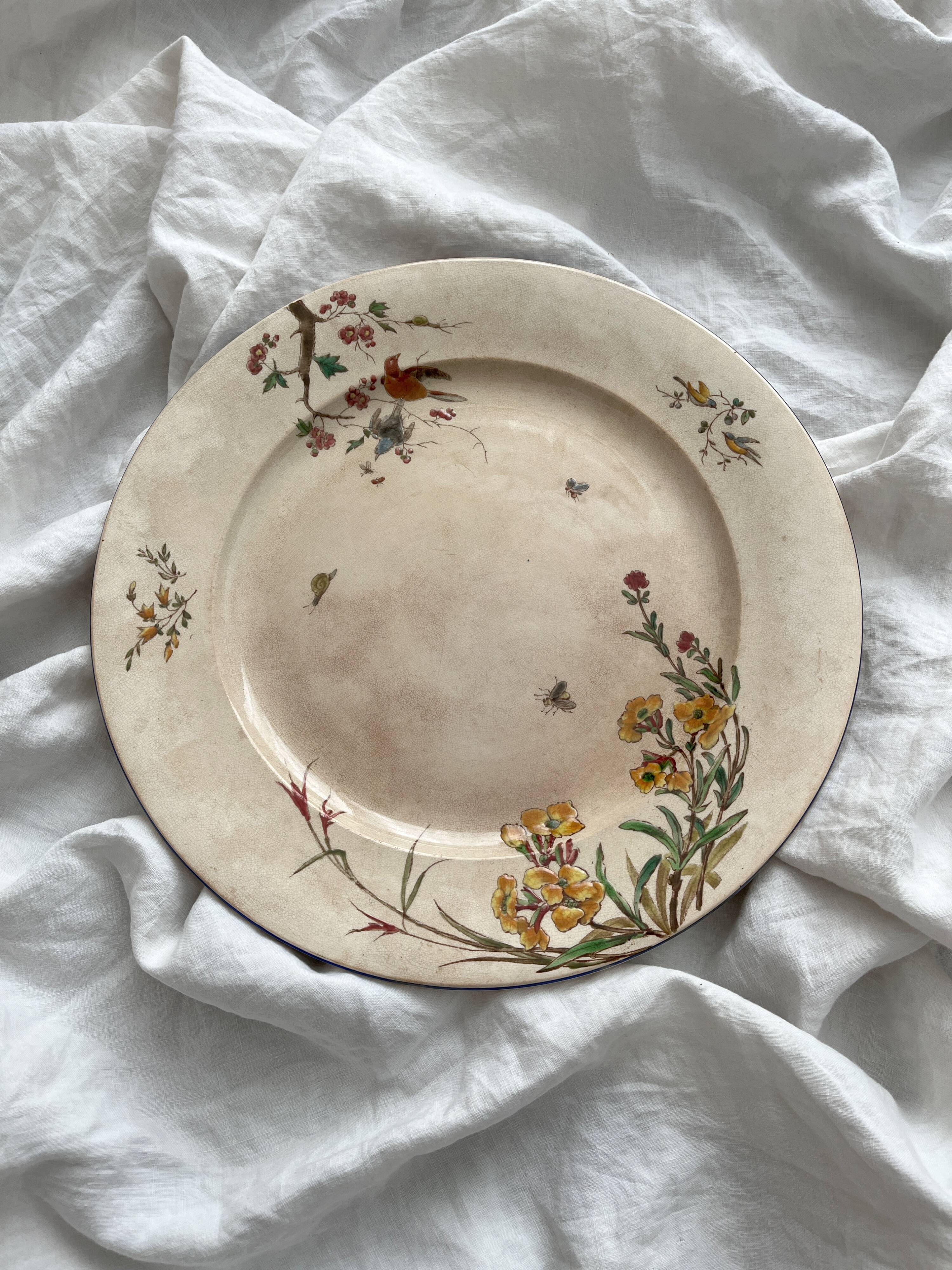 Plat rond polychrome "Nella" Jules Vieillard Bordeaux