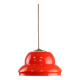Mid-century italian red glass & brass pendant lamp