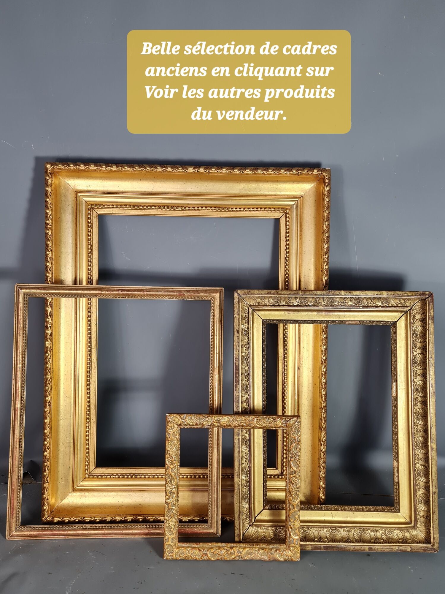 Nineteenth century frame gilded stucco wood 51.5x40 foliage 36.7x25.5 cm SB