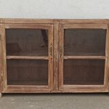 Glass sideboard in antique wood