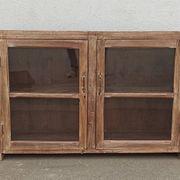 Glass sideboard in antique wood