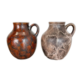 Set of 2 Pottery Vases Fat Lava Abstract Designed by Ruscha, Germany, 1960s