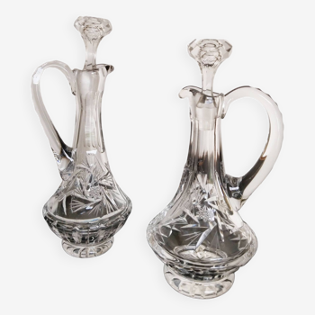 Old vinegar cruet in chiseled crystal from the 1950s