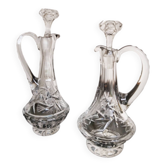 Old vinegar cruet in chiseled crystal from the 1950s