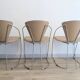 Set of 3 Linda chairs by Arrben – beige faux leather and chrome steel – 1980s