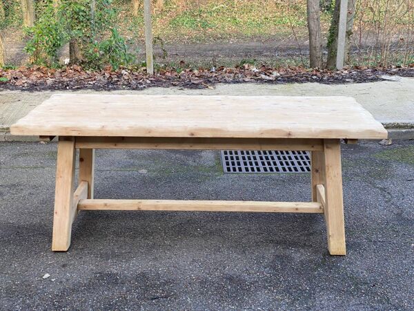Table de ferme Georges Robert 1960 rénovée en pin massif brut 200cm