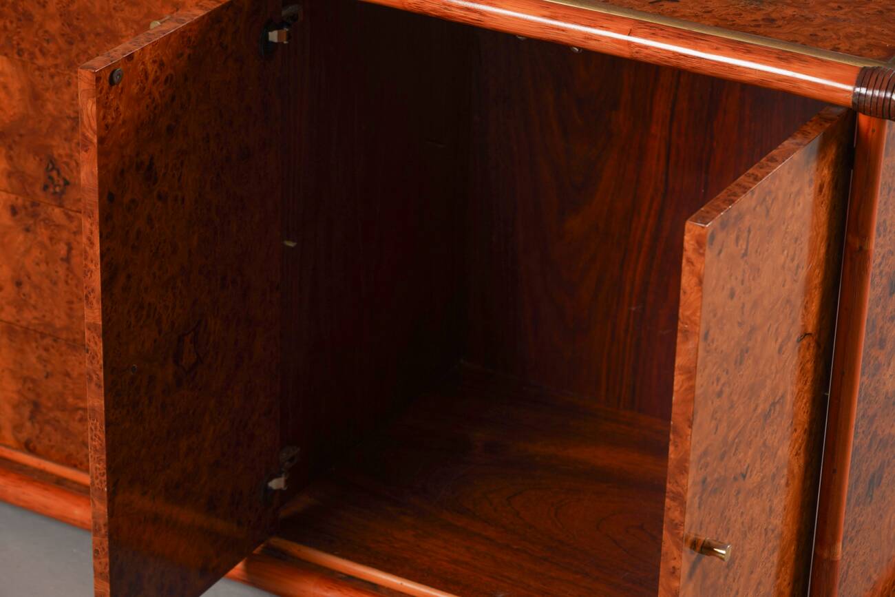 Vintage Italian sideboard in burl elm by Alberto Smania for Studio Smania Interni, Italy, 1960s