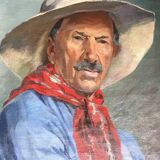 Oil on canvas "Man with red scarf" 1942 by AVRIL