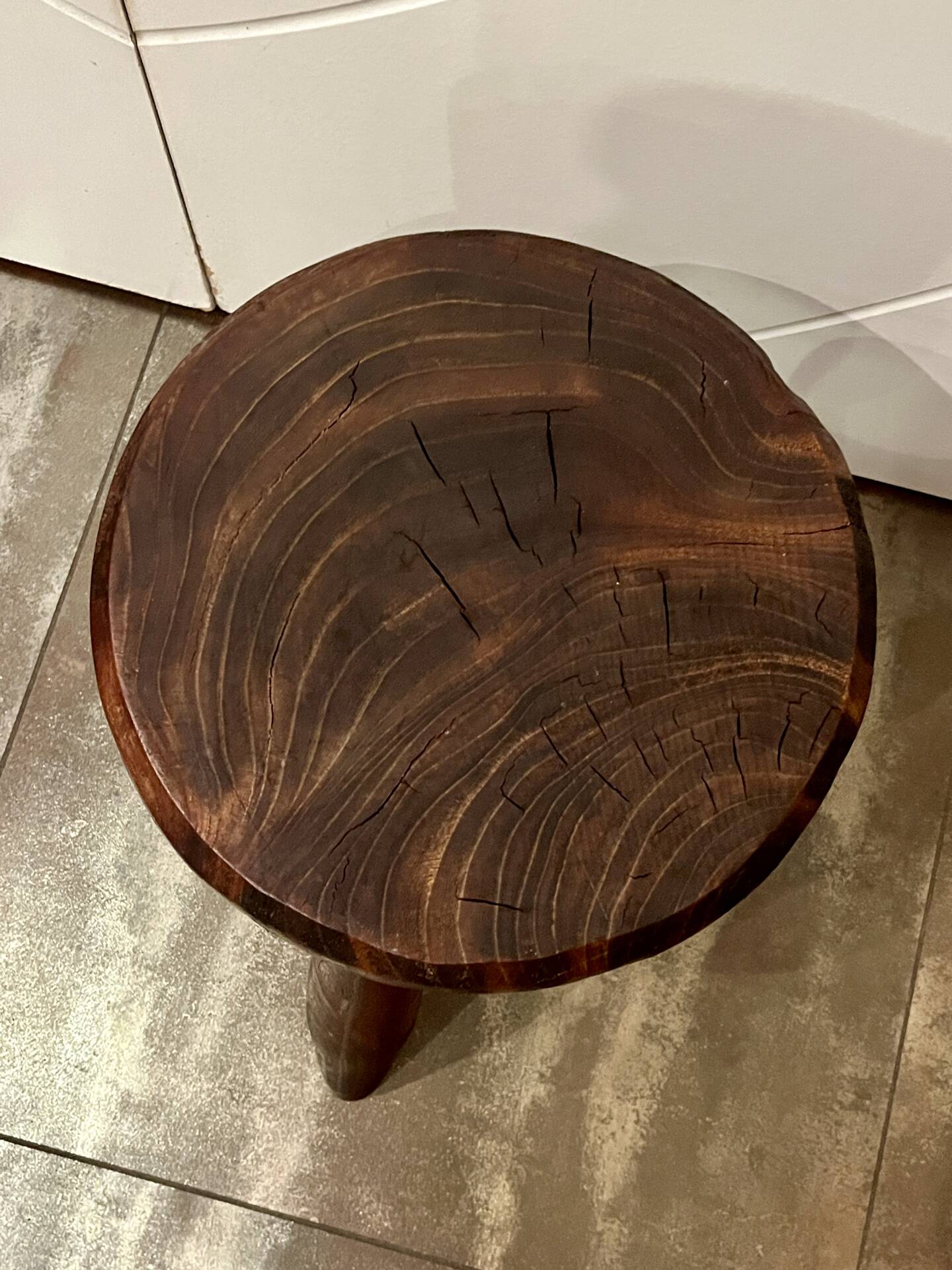 Vintage brutalist tripod shepherd stool mountain