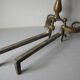 Old pair of articulated andirons in brass and metal 48 cm fireplace accessory