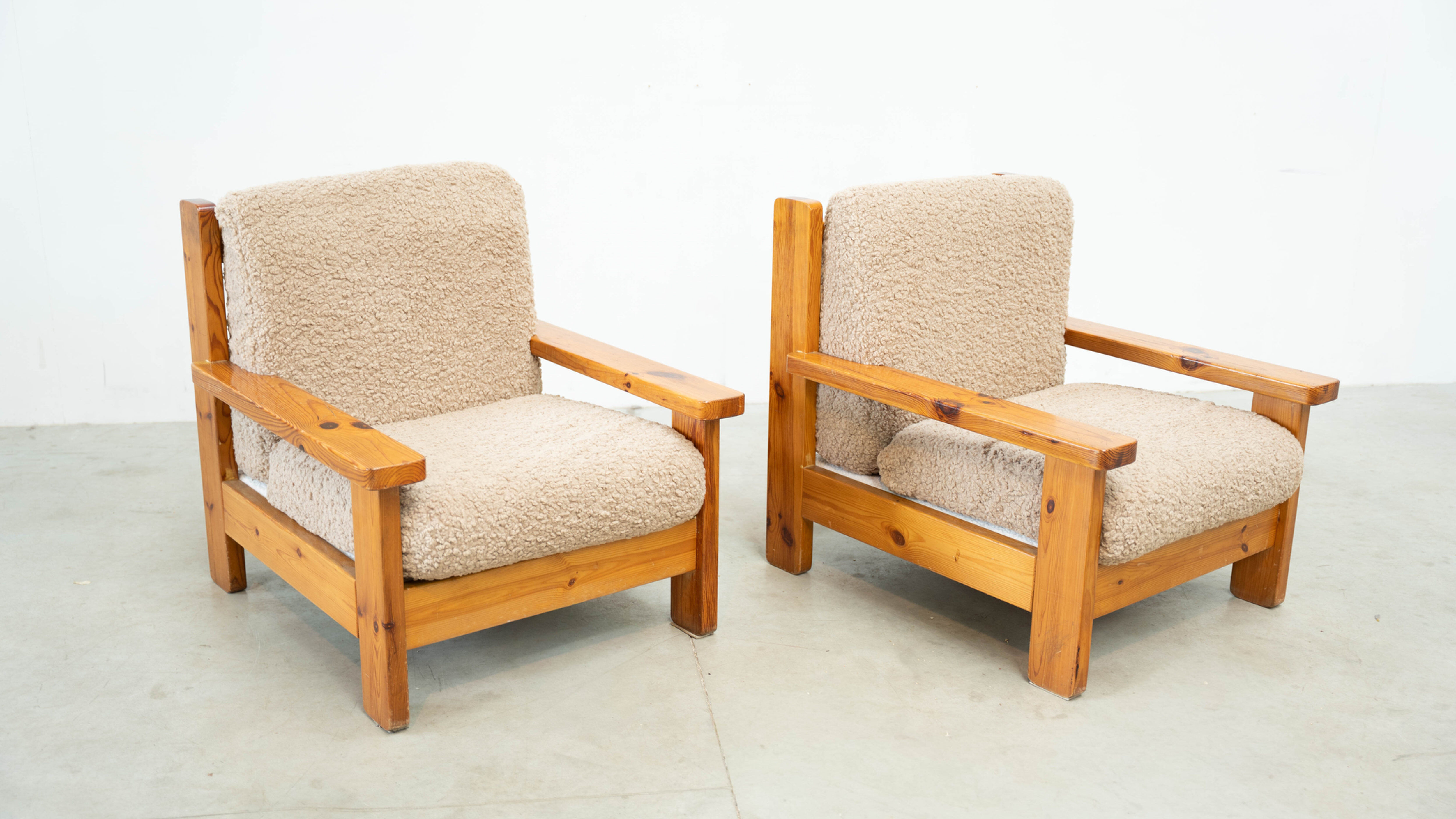 Set of two brutalist lounge chairs