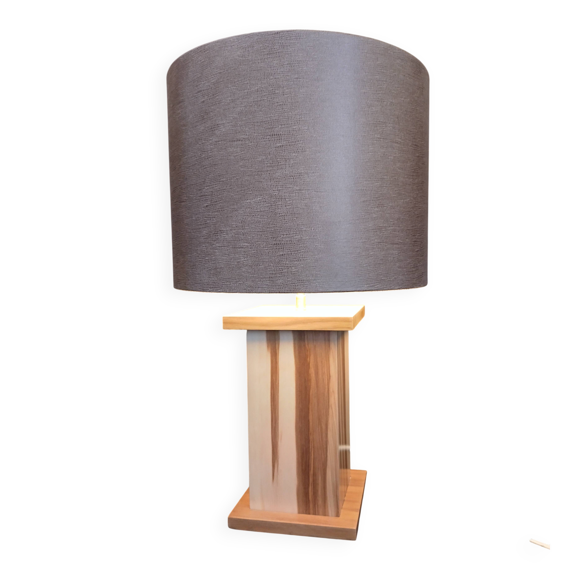 Handcrafted lamp in a contemporary style.