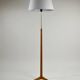 Oak and Brass Floor Lamp Marked “GO 12 WDH”, Sweden, 1950s