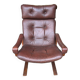 Scandinavian leather and wood armchair Kengu armchair Elsa & Nordahl Solheim- Rykken