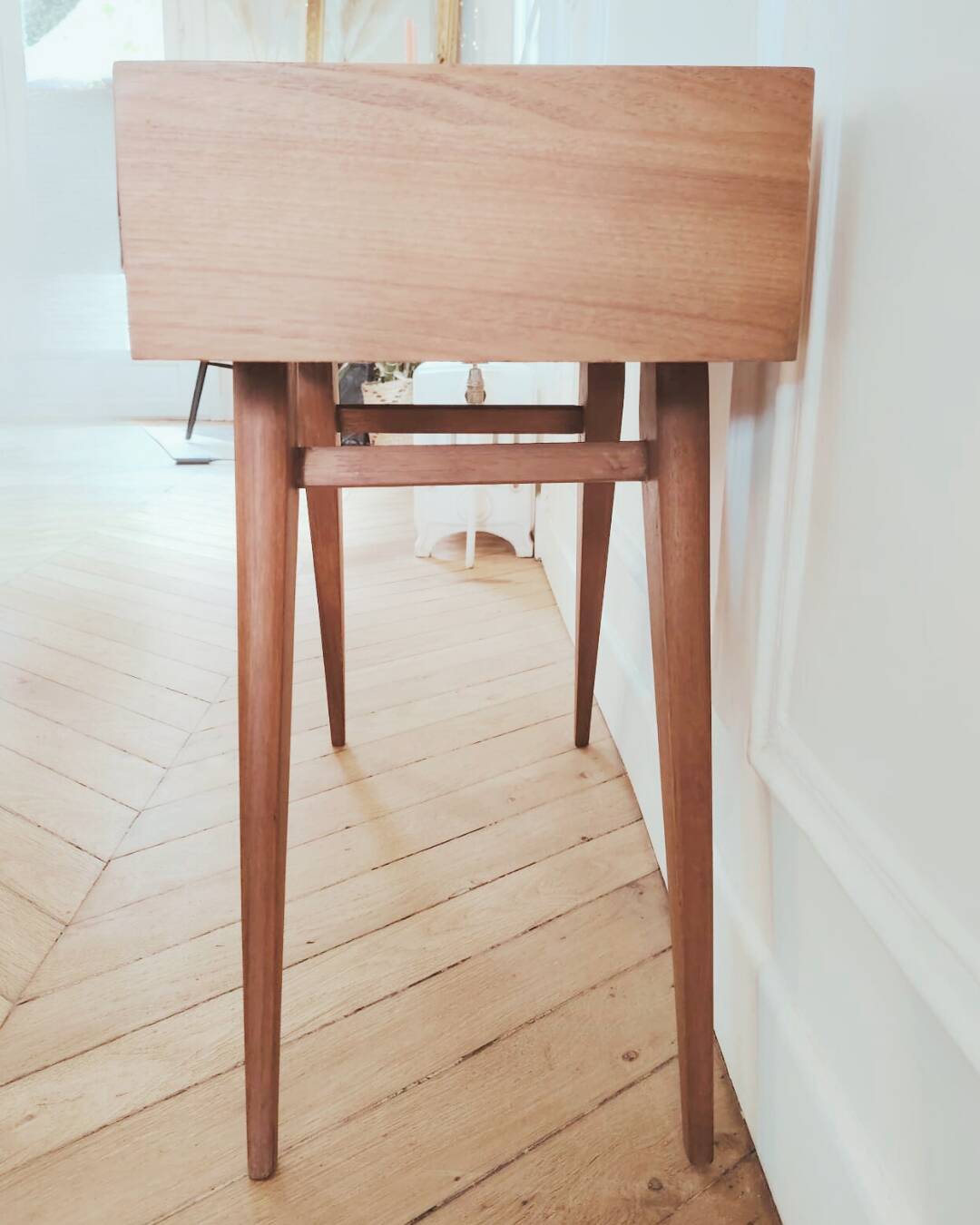 Renovated vintage Scandinavian style bedside table