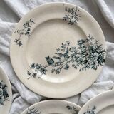5 assiettes plates en terre de fer « Mignon » Longwy