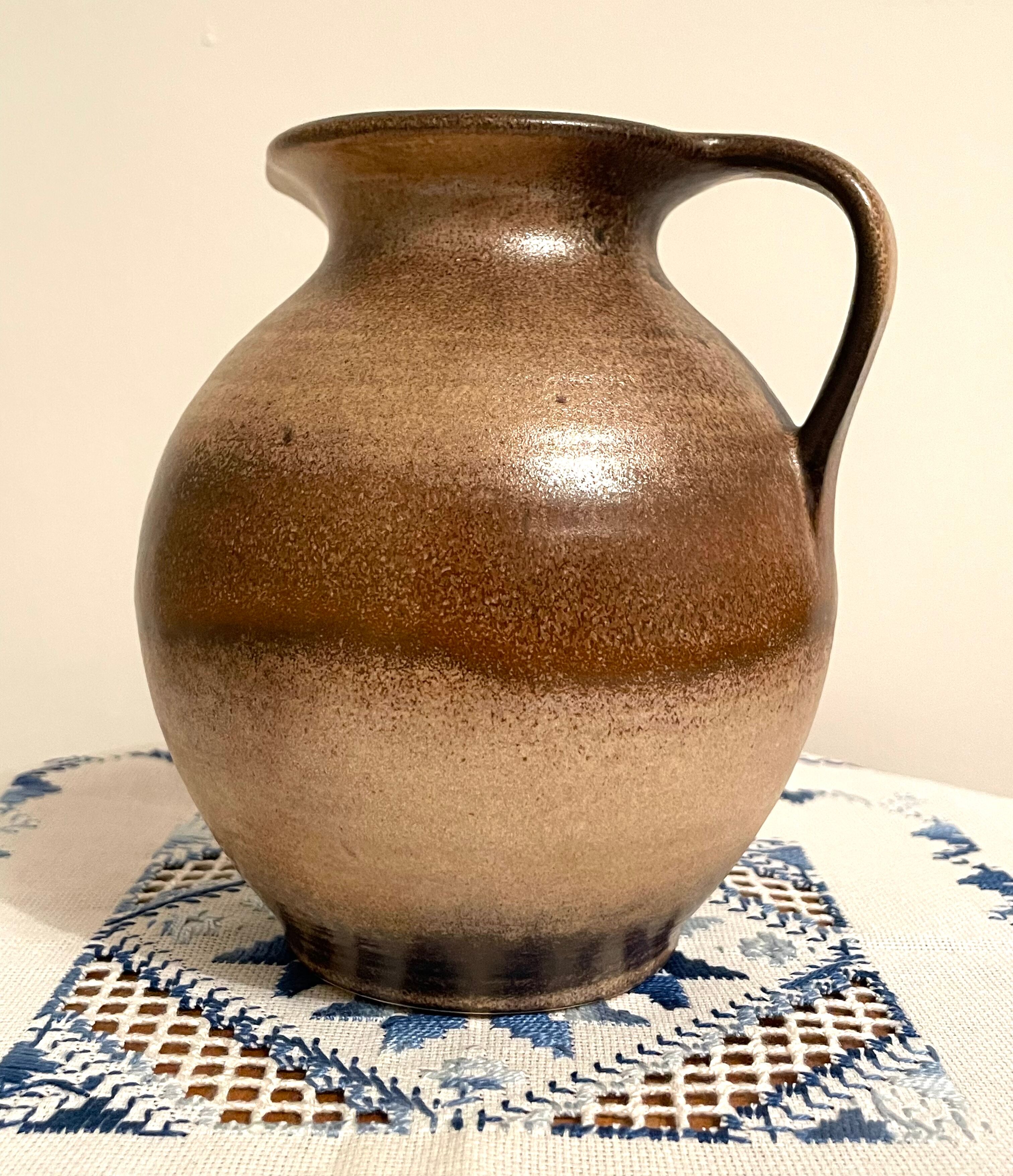 Scheurich 603-15 brown-beige vase or jug with handle, west german art pottery (wgp)